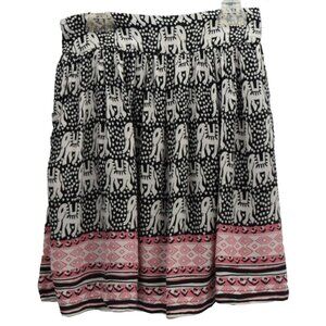 Japna Kids Skirt Girls 10 Elephant Print Black Red Lightweight Boho Indy Girl